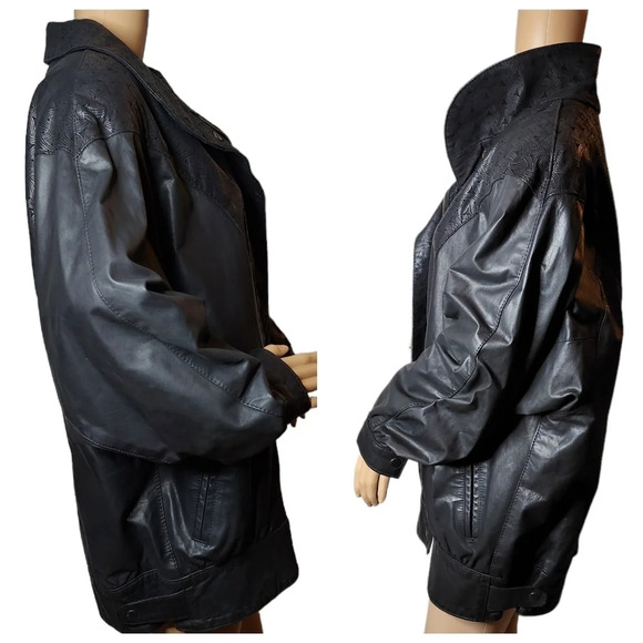 Gino Di Giorgio Leather Black Jacket. large. Vintage - Picture 4 of 16